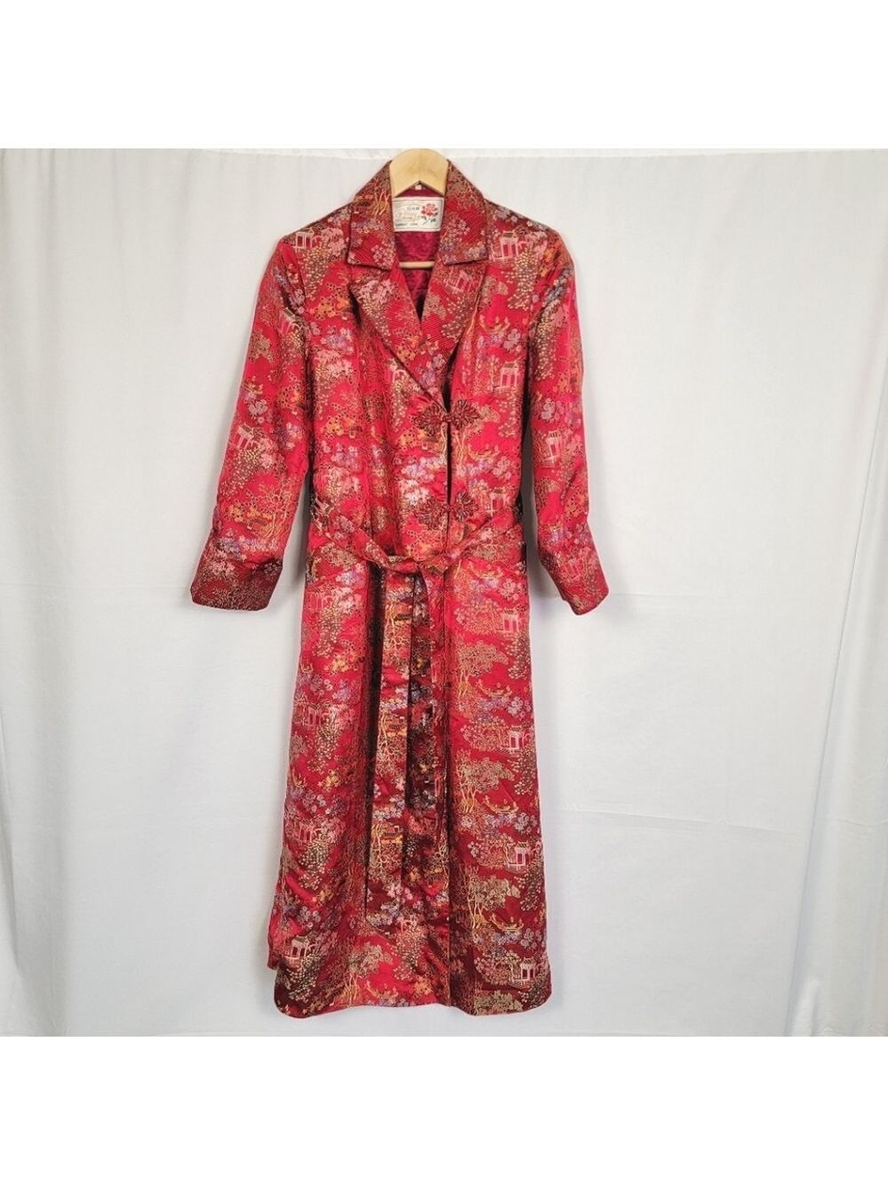 Vintage Kimono Robe Red Brocade Robe #3003 - Picture 2 of 14